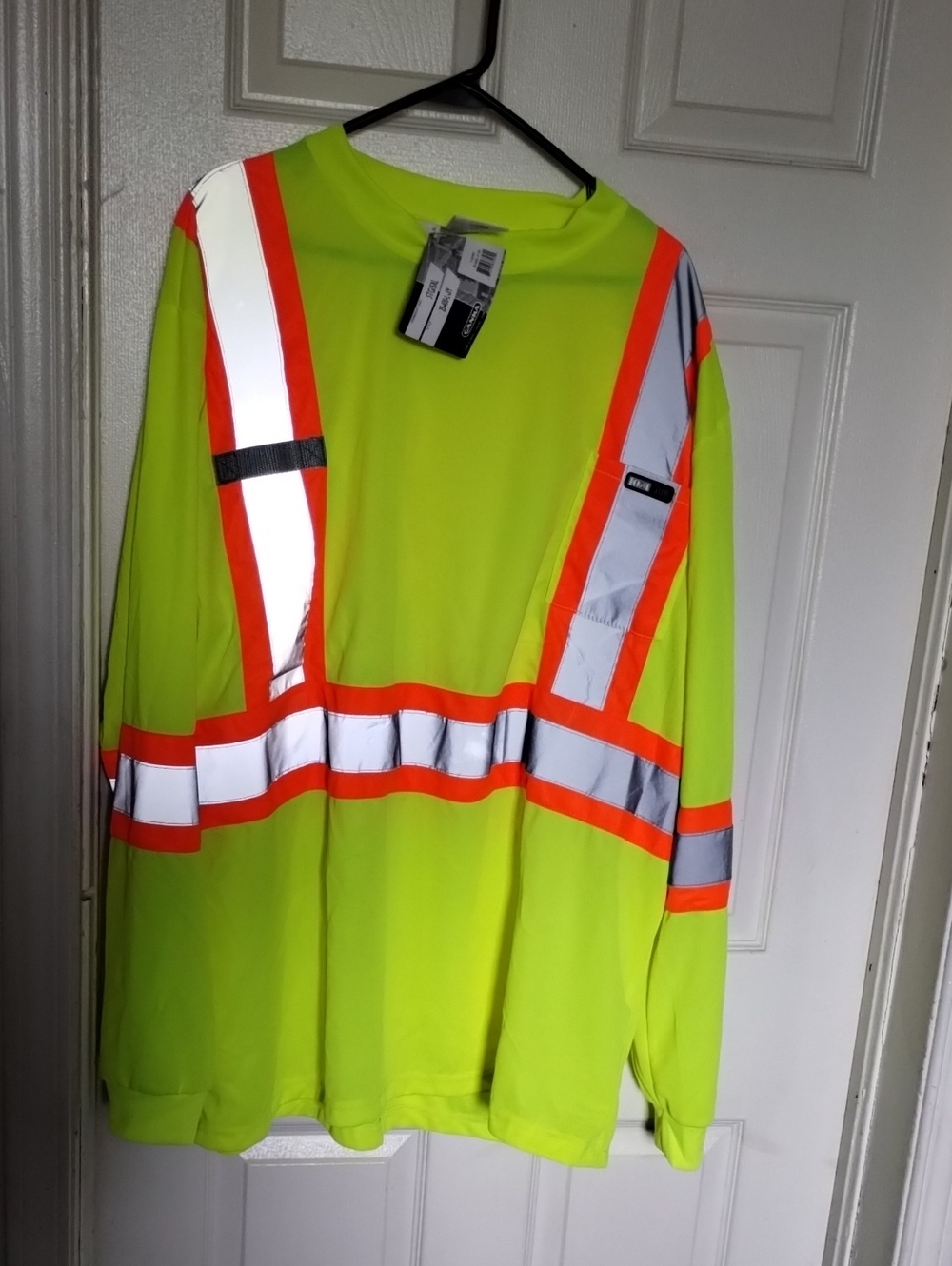 (2)High-Visibility Lime Green Safety Long Sleeve Top with Reflective Stripes 5xl
